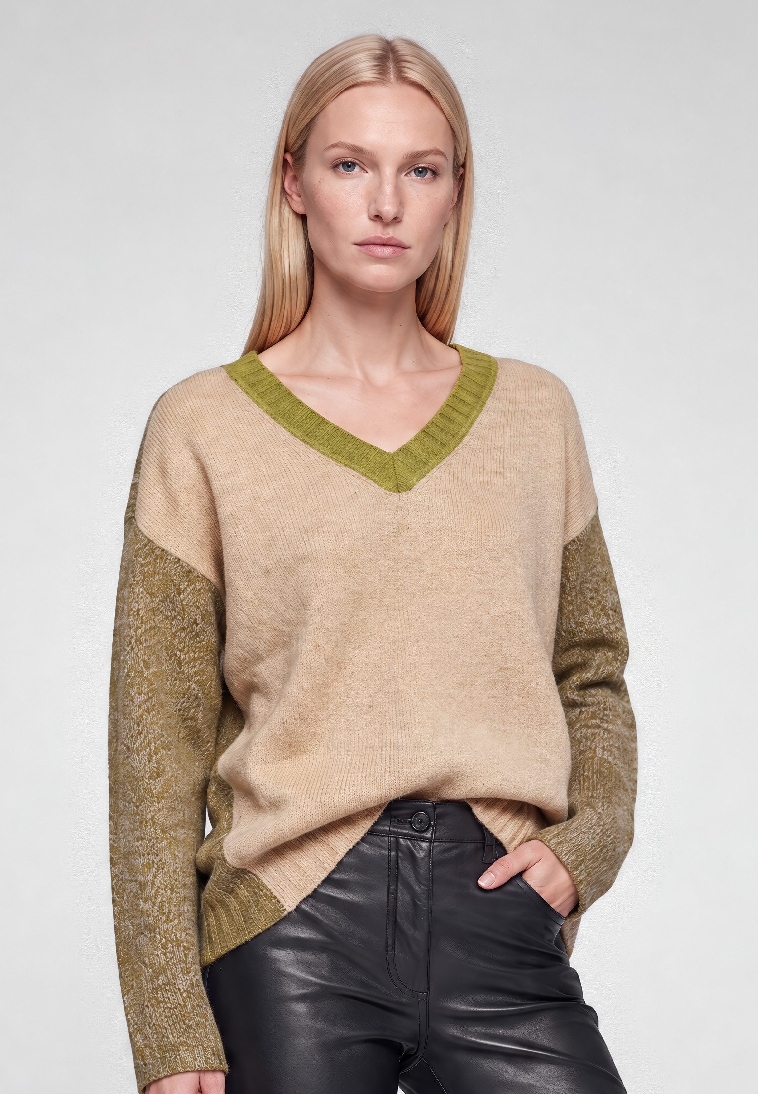 MARC AUREL Strickpullover mit Farb-Patchwork