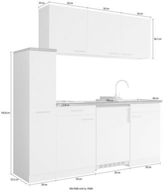 RESPEKTA Küche Luis, mit Duo Kochfeld, wahlweise mit Mikrowelle, Korpus Weiß, Breite 180 cm, in exclusiver Konfiguration für OTTO