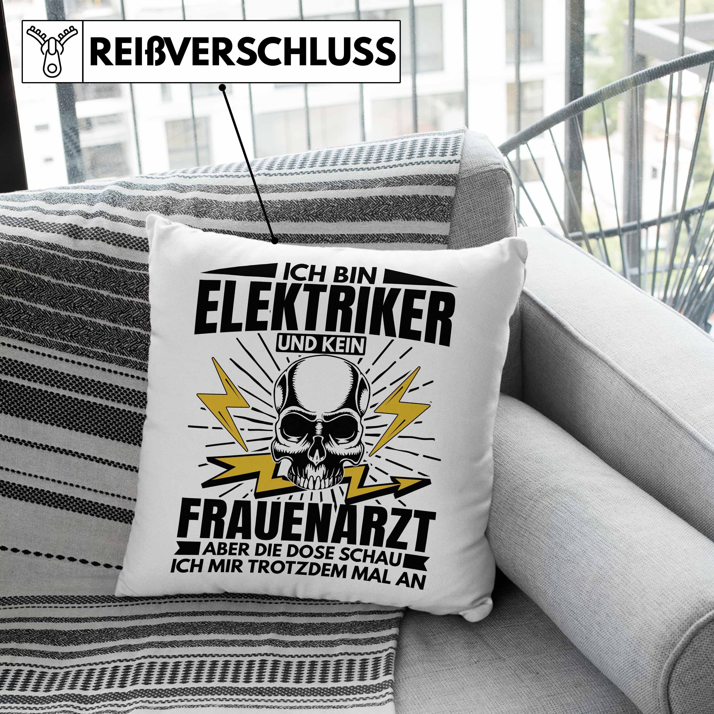 Trendation Dekokissen Trendation Spruch mit Elektromeister Lustiger Geschenk Rosa Füllung Geschenkidee Bin 40x40 - Elektriker Frauenarzt Kein Elektriker Männer Dekokissen Ich Kissen