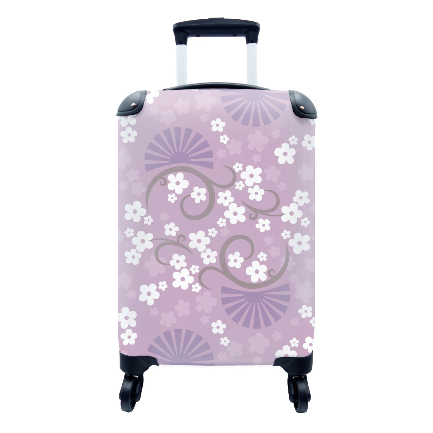 MuchoWow Handgepäckkoffer Blumen - Muster - Sakura, 4 Rollen, Reisetasche mit rollen, Handgepäck für Ferien, Trolley, Reisekoffer