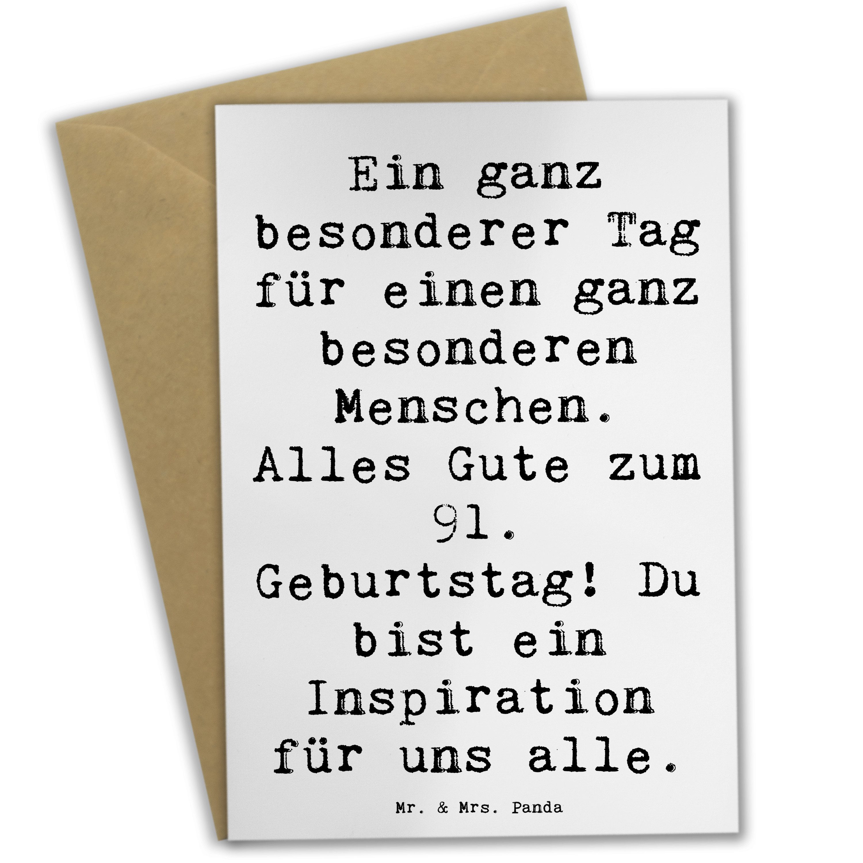 Mr. & Mrs. Panda Grußkarte Spruch 91. Geburtstag Weiß Geschenk
