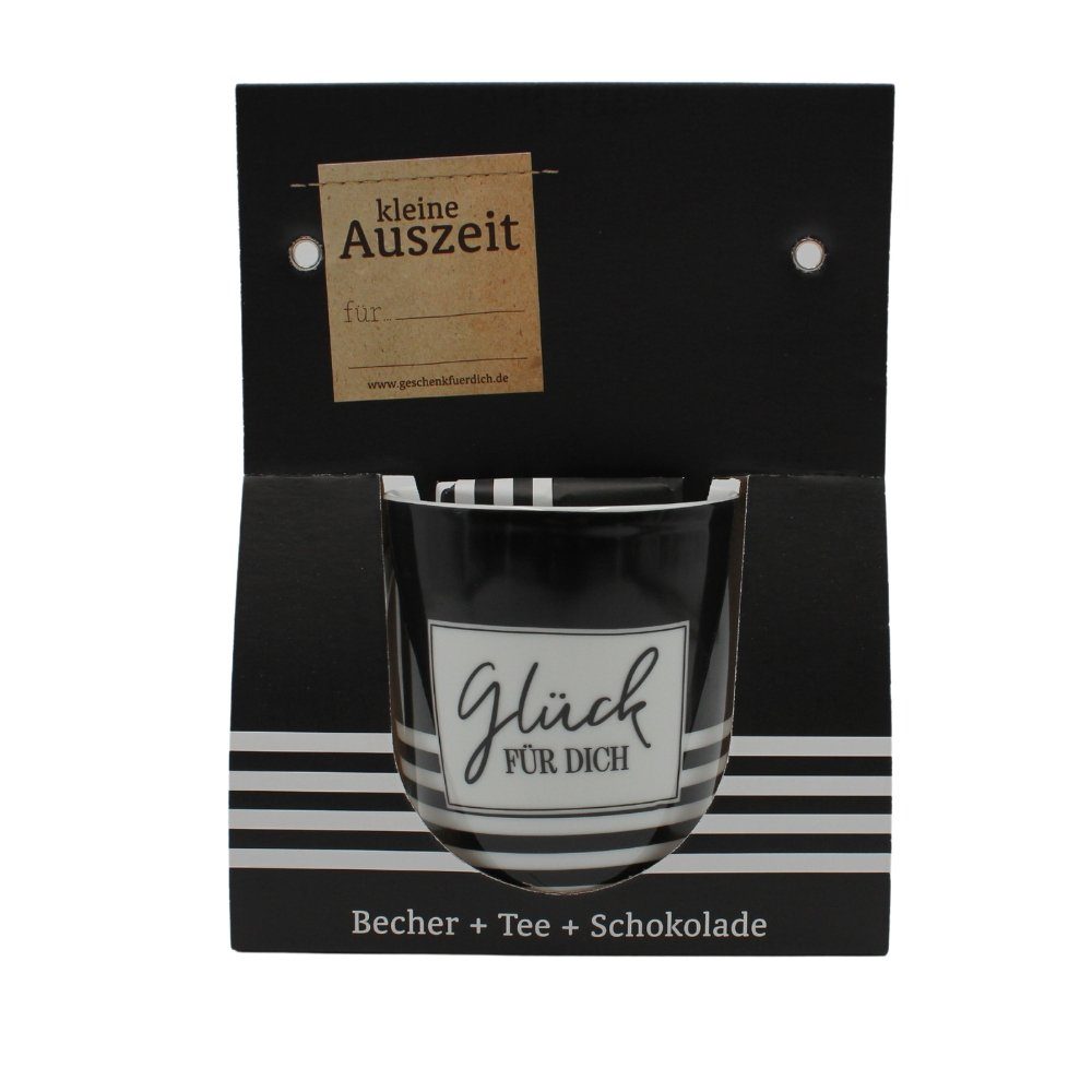 Dekohelden24 Tasse Geschenkset - Porzellan Auszeit Kaffeebecher/Tasse, Tee,- - Porzellan kleine