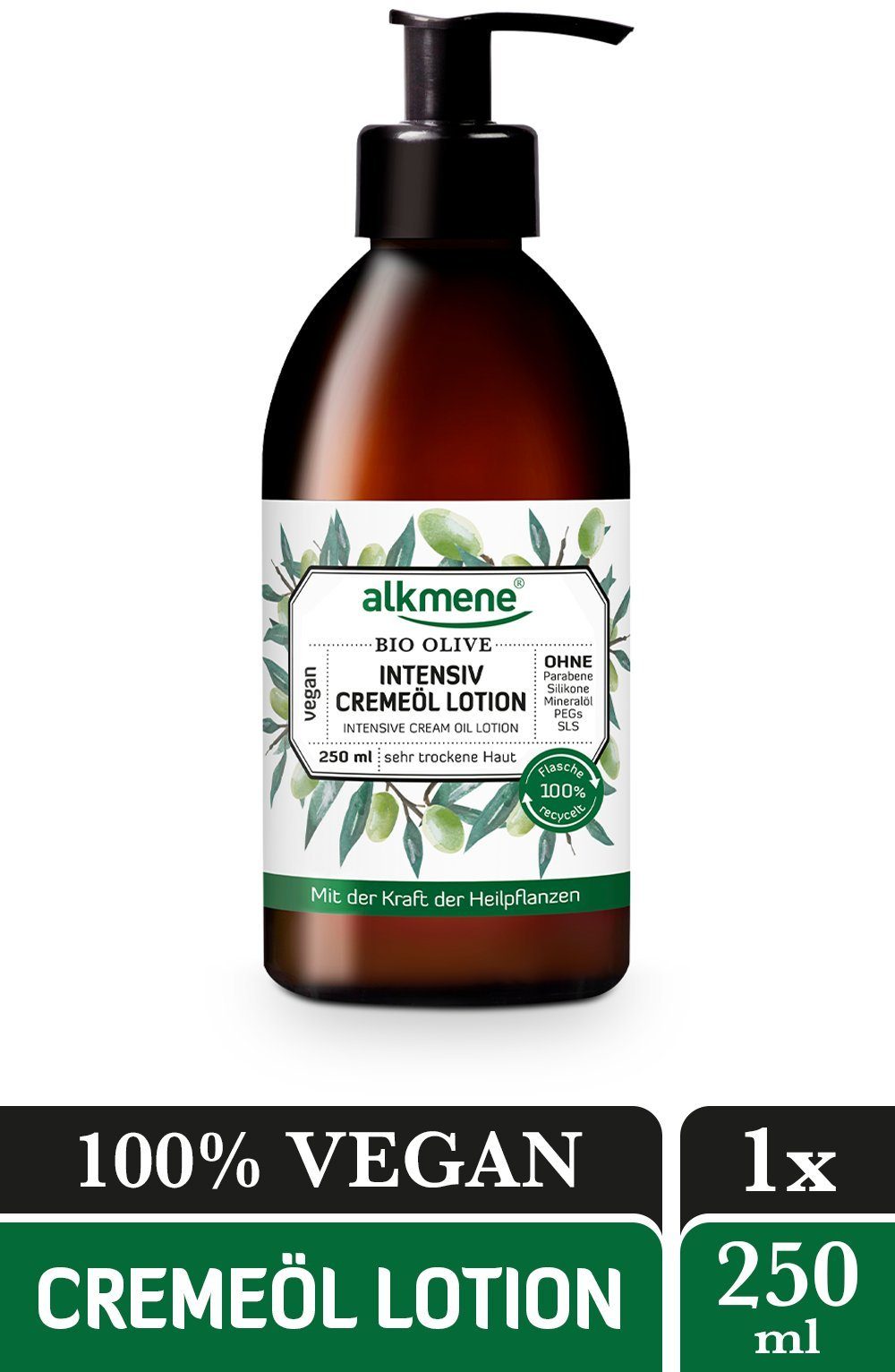 alkmene Körperlotion »Intensiv Cremeöl Lotion mit Bio Olive - Bodylotion für sehr trockene Haut - vegane Körperpflege ohne Silikone, Parabene,...