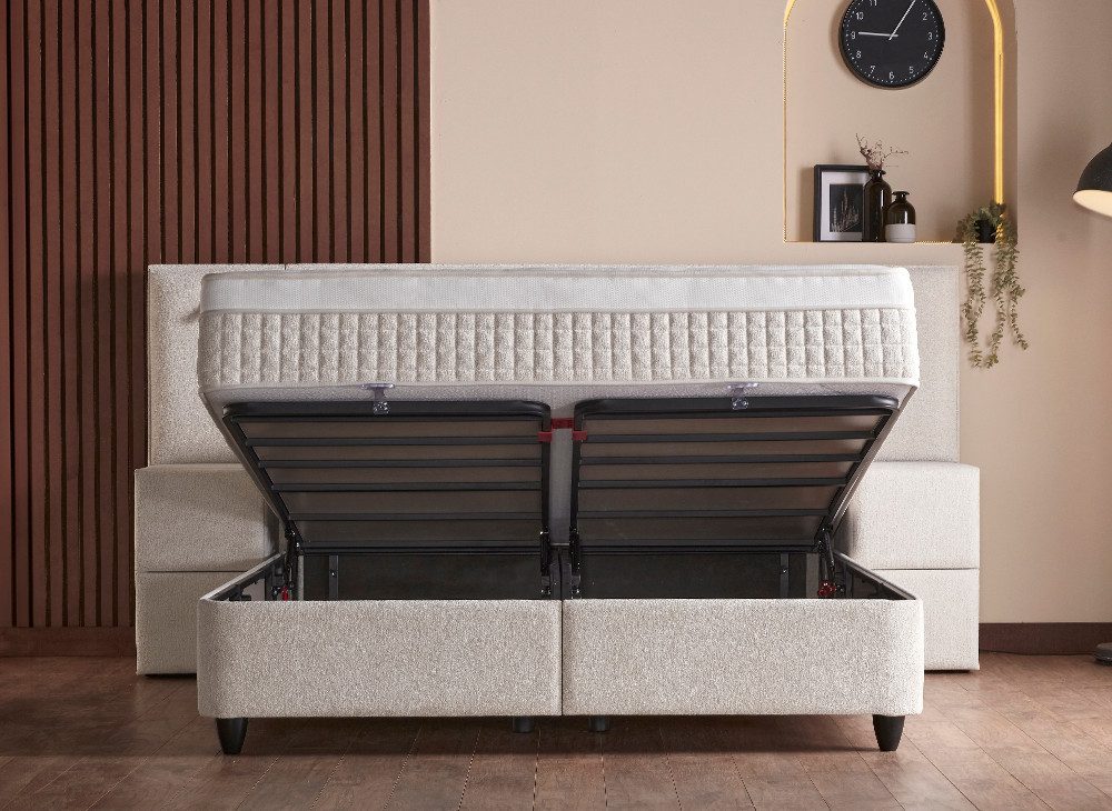 abc bedding Boxspringbett LENNON Premium Stauraumbett, Komfortbett - Doppelbett, Luxusbett, Funktionsbett mit Bettkasten