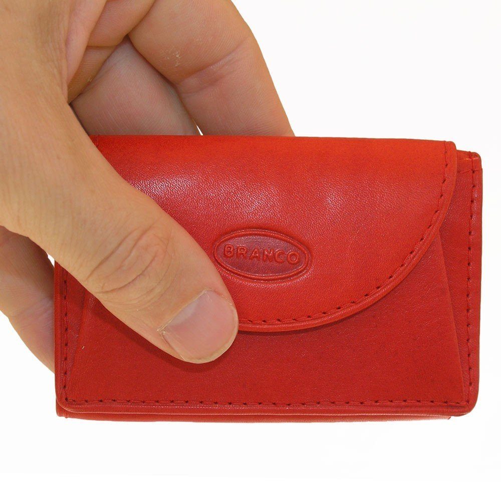 BRANCO Mini Geldbörse Kleine Geldbörse / Mini-Portemonnaie aus Leder, Rot, Branco 105