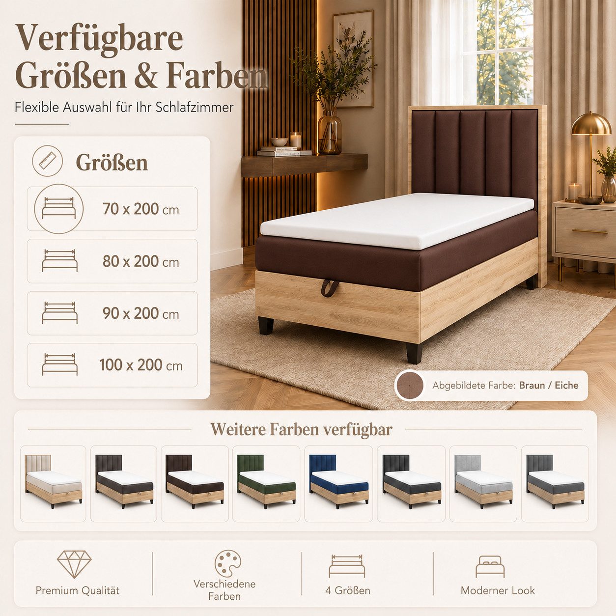 Best for Home Boxspringbett Einzelbett Trinity K-10 mit Bettkasten & Komfort Topper T30 (Bett, Polsterbett mit Stauraum, Jugendbett, Kinderbett versch. Größen, 4-St., 70x200 80x200 90x200 100x200 cm), Verschiedene Liefermöglichkeiten, TOP Preis-Leistungs-Verhältnis