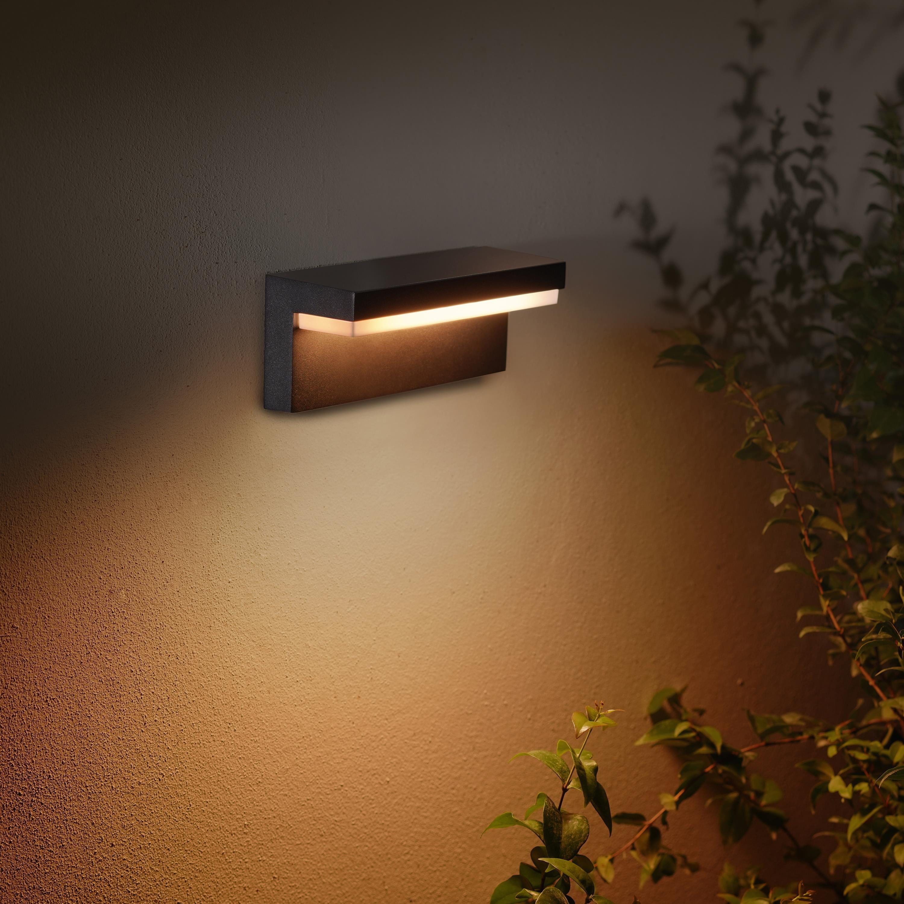 Philips Hue LED Außen-Wandleuchte Outdoor White & Color Ambiance Nyro, Abschaltautomatik, Bluetooth, CCT - über Fernbedienung, Dimmfunktion, Einschlafhilfe, Farbsteuerung, Farbwechsel, Memory, nach Trennung vom Netz, Nachtlichtfunktion, RGB, Smart Home, Timerfunktion, Weckerfunktion, dimmbar über Fernbedienung, mehrere Helligkeitsstufen, LED fest integriert, Farbwechsler, RGB, warmweiß - kaltweiß, Steuerbar per App und Stimme, Smart Home fähig, Farbfähig und Weißtöne