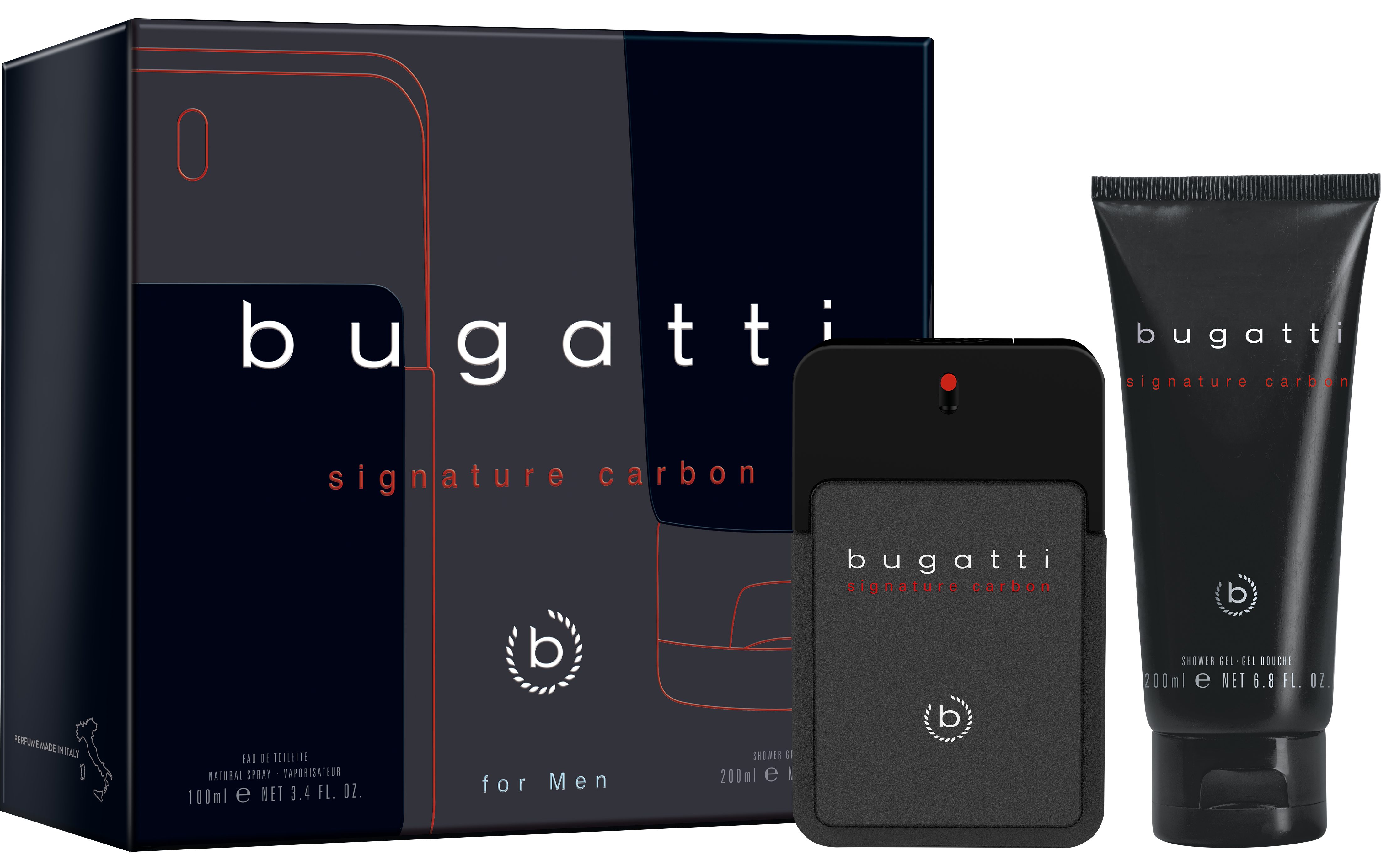 bugatti Duft-Set SIGNATURE CARBON FOR HIM EDT 100ml + 200ml DG GP