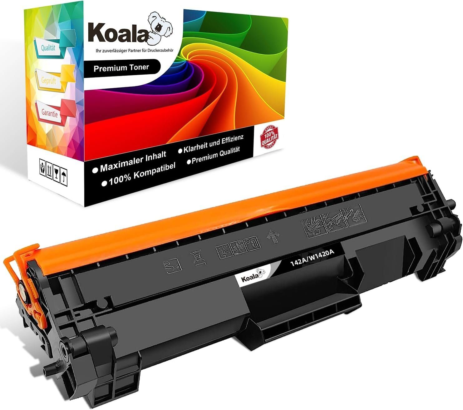 Koala Tonerpatrone 142A Toner for HP W1420A Laserjet MFP M139w M140w M110w  M140 M139 M110, (Packung, Druckleistung bis ca. 950 Seiten), Kompatibel HP  142A W1420A Schwarz Toner Kartusche, ohne Chip