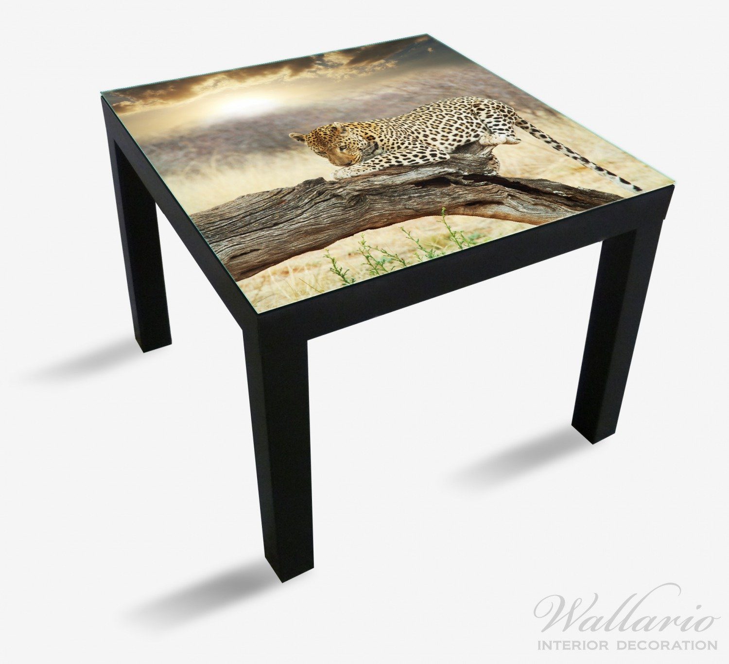 für Ikea St), Leopard Lack (1 Baumstamm geeignet Tisch in Wallario Tischplatte Afrika auf