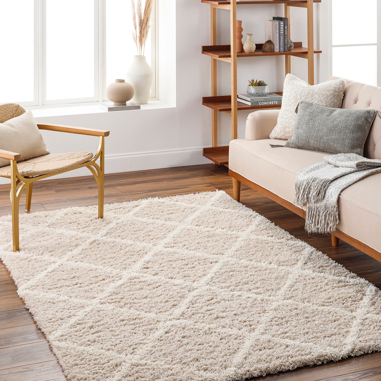 Livabliss Hochflor-Teppich SMOLENSK, rechteckig, Höhe: 52 mm, Flauschig, Langflor, Weich, Boho Wohnzimmerteppich, Grau