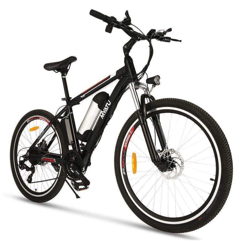 Myatu E-Bike 26 Zoll E-Mountainbike mit 36V 10.4AH Lithium-Batterie, 21 Gang, Tretlagerschaltung, Elektro Pedelec für Herren und Damen