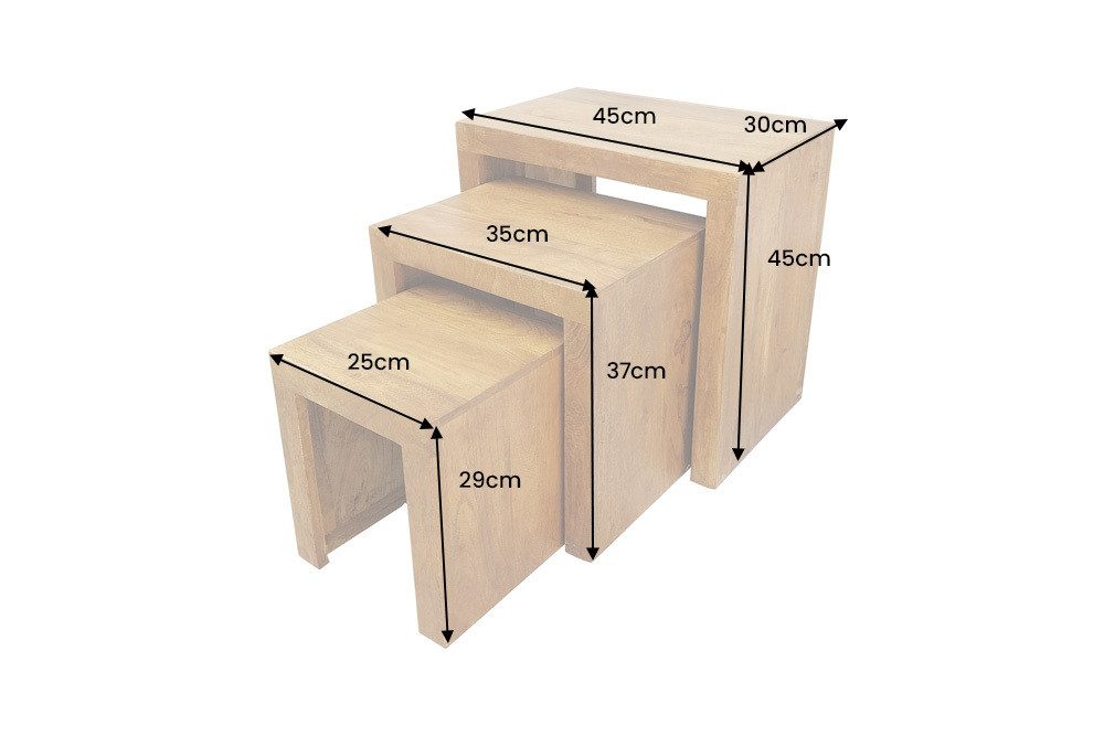 riess-ambiente Beistelltisch MAKASSAR 45cm braun - Mangoholz, Massivholz, Handarbeit, variabel (Set, 3-St., 3x Beistelltisch), frei stellbare Couchtische - ideal für Wohnzimmer., TV-Ecke oder Lofts