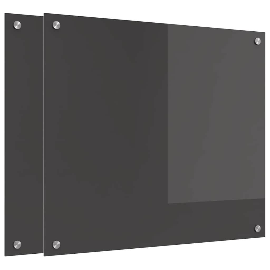 vidaXL Küchenrückwand Küchenrückwand 2 stk. Dunkelgrau 70 x 60 cm Gehärtetes Glas, (2-tlg)