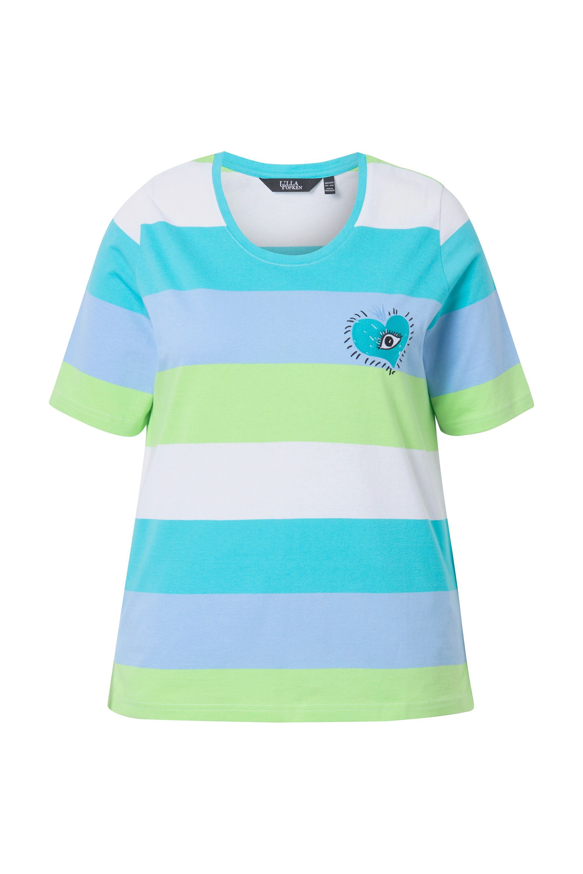 Ulla Popken T-Shirt T-Shirt Ringel Herz-Stickerei günstig online kaufen