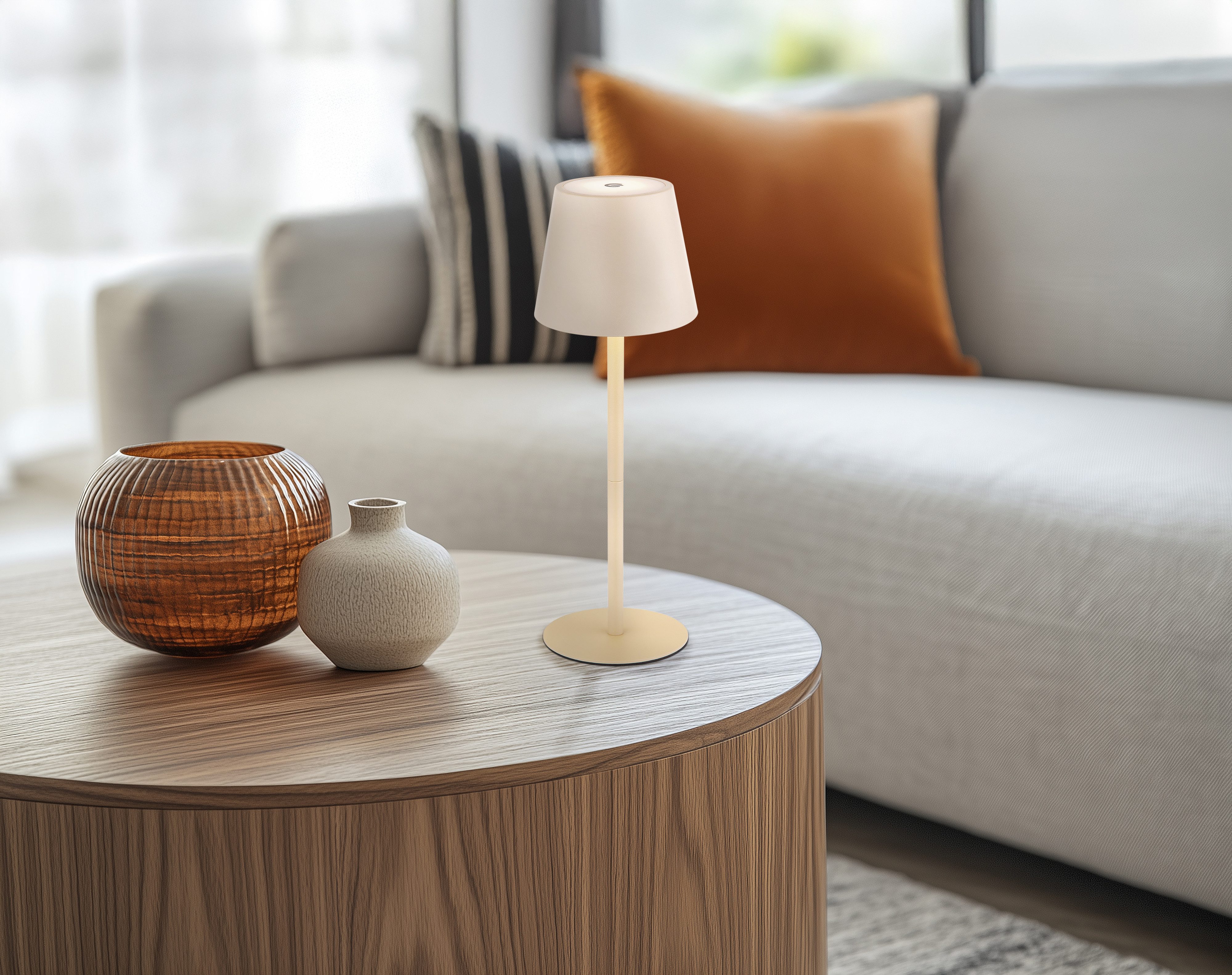 OTTO home LED Tischleuchte Alennia Akkuleuchte inkl. Flaschenaufsatz, Memoryfunktion, LED fest integriert, warmweiß - kaltweiß, stufenloser Touchdimmer, Farben fixierbar, USB-C, Akkulampe, CCT