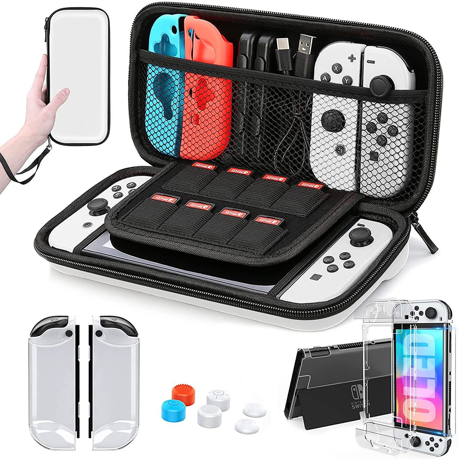 Haiaveng Nintendo-Schutzhülle Tasche für Switch OLED, Wasserdicht  Tragetasche, Kompatibel mit Nintendo Switch OLED, Weiß