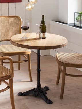 TPFLiving Bistrotisch Tamworth - aus massivem Wildeichenholz (rund, im Bistro-Stil, Designer Tisch - Holz - Esszimmertisch), Breite: 60 cm, Höhe: 74 cm, Tiefe: 60 cm