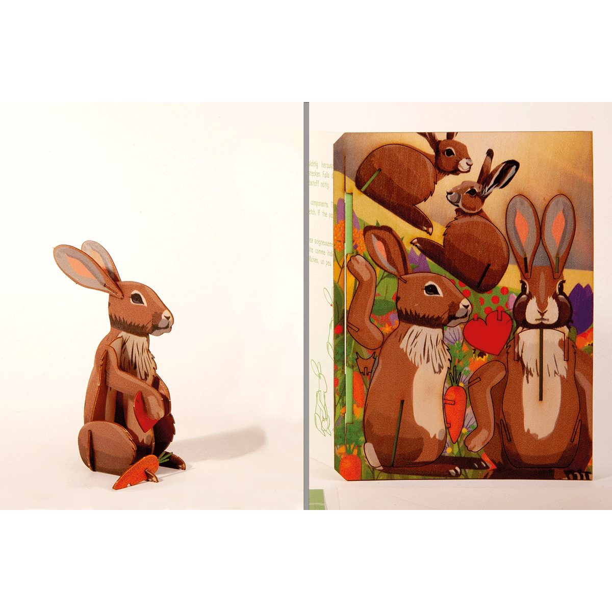 Grußkarte 3D-Holzpostkarte »Hase«.