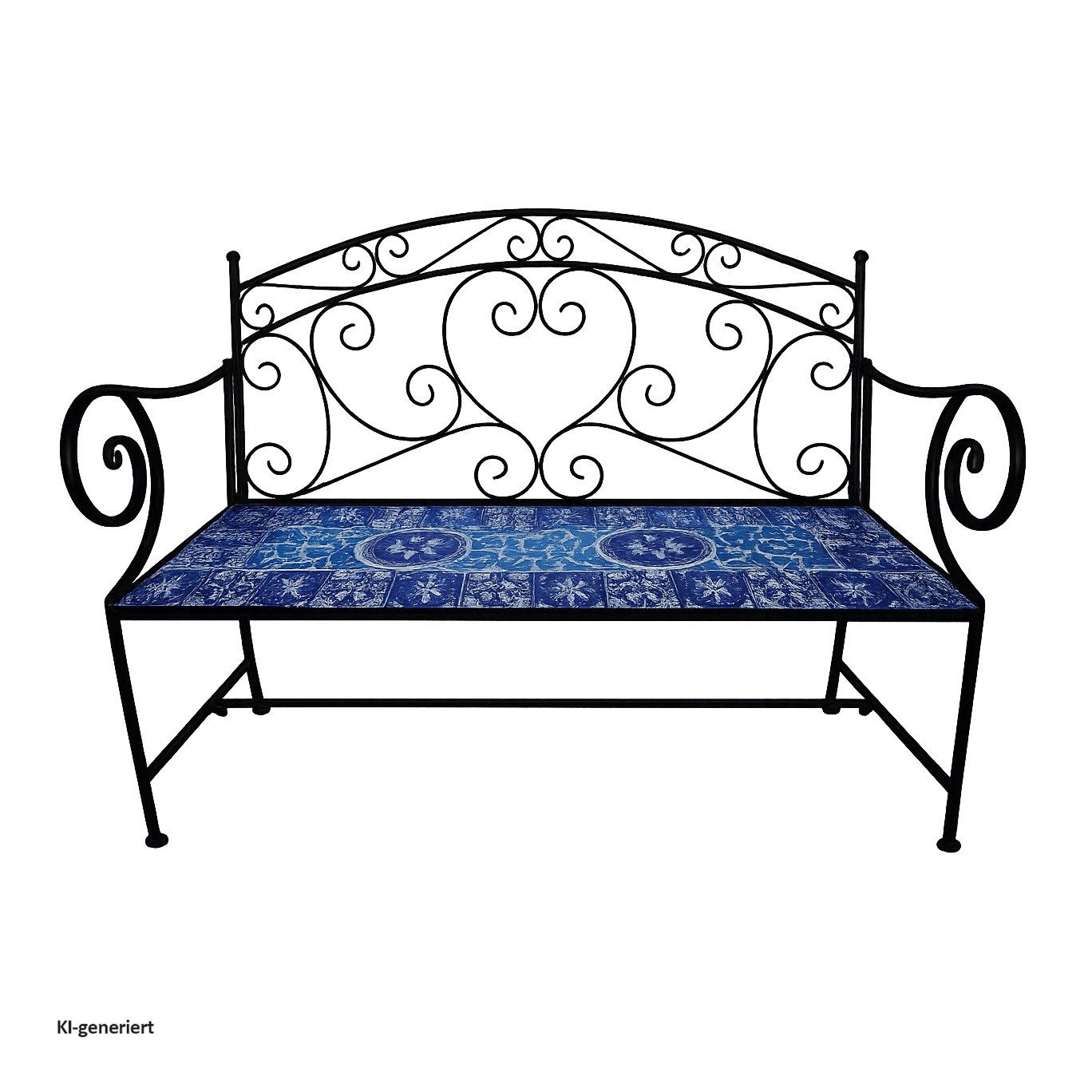 HTI-Living Gartenbank Gartenbank Metall mit Mosaik blau Sitzfläche Vintage Stil für Terrasse – Bild 3 von 5