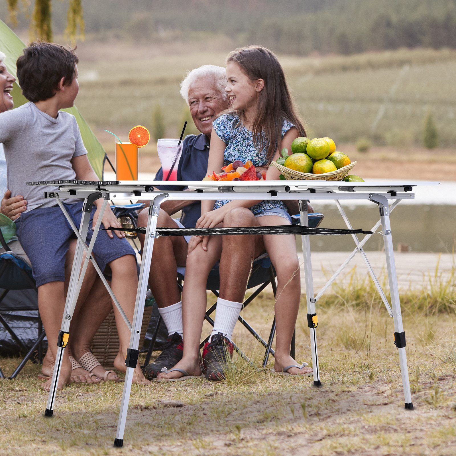 Outsunny Campingtisch mit Tragetasche (Falttisch, 1-St), Höhenverstellbar und tragbar