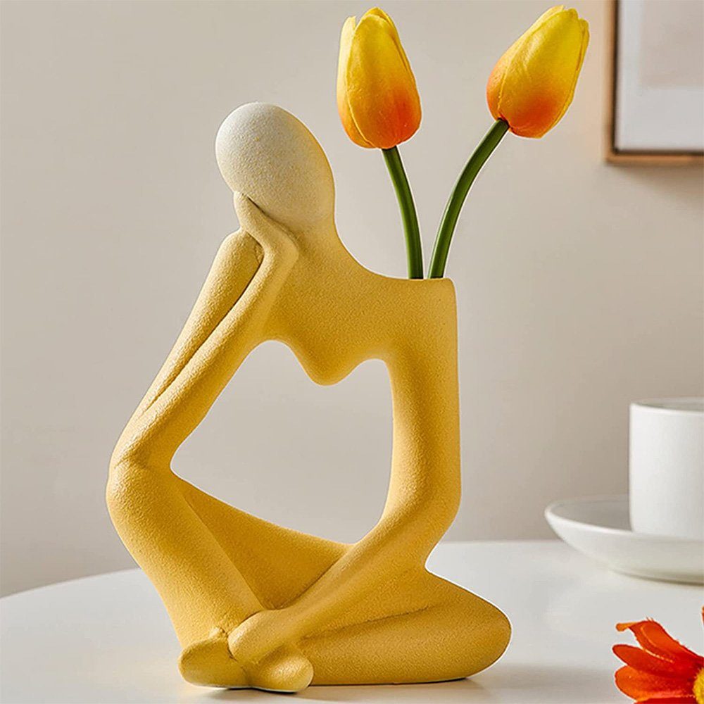 Keramik Vasen Denker Vasen Tischdeko zggzerg Modern Dekovase Gelb Blumenvase Deko