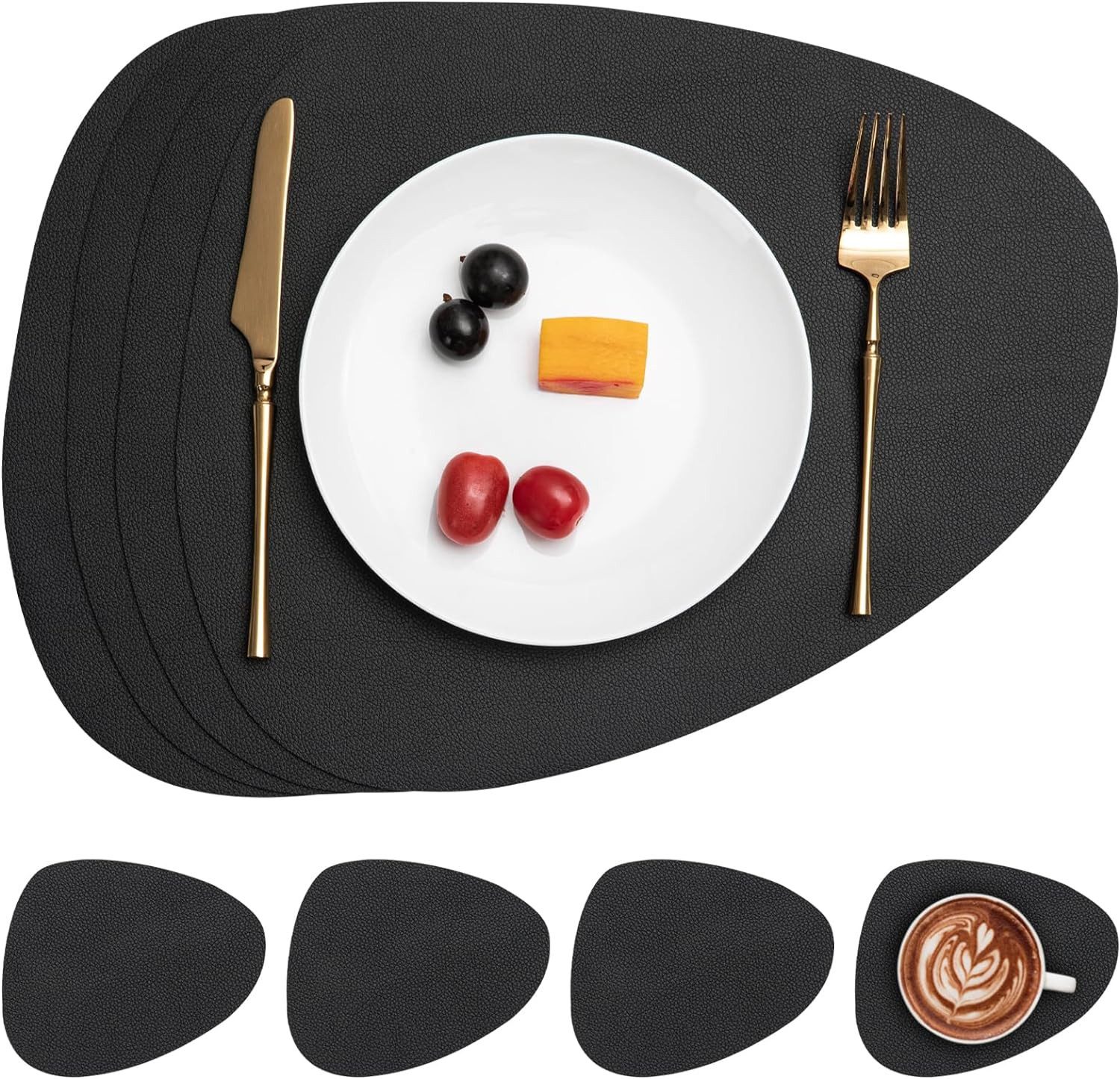 STILVORA Platzset 4er-set Tischset rutschfest Leder günstig online kaufen