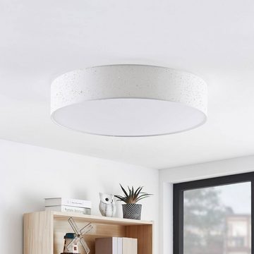 Lindby LED Deckenleuchte Ellamina, dimmbar, LED-Leuchtmittel fest verbaut, Farbwechsel warmweiß / tageslicht, Modern, Metall, Kunststoff, Textil, weiß, 1 flammig, inkl.