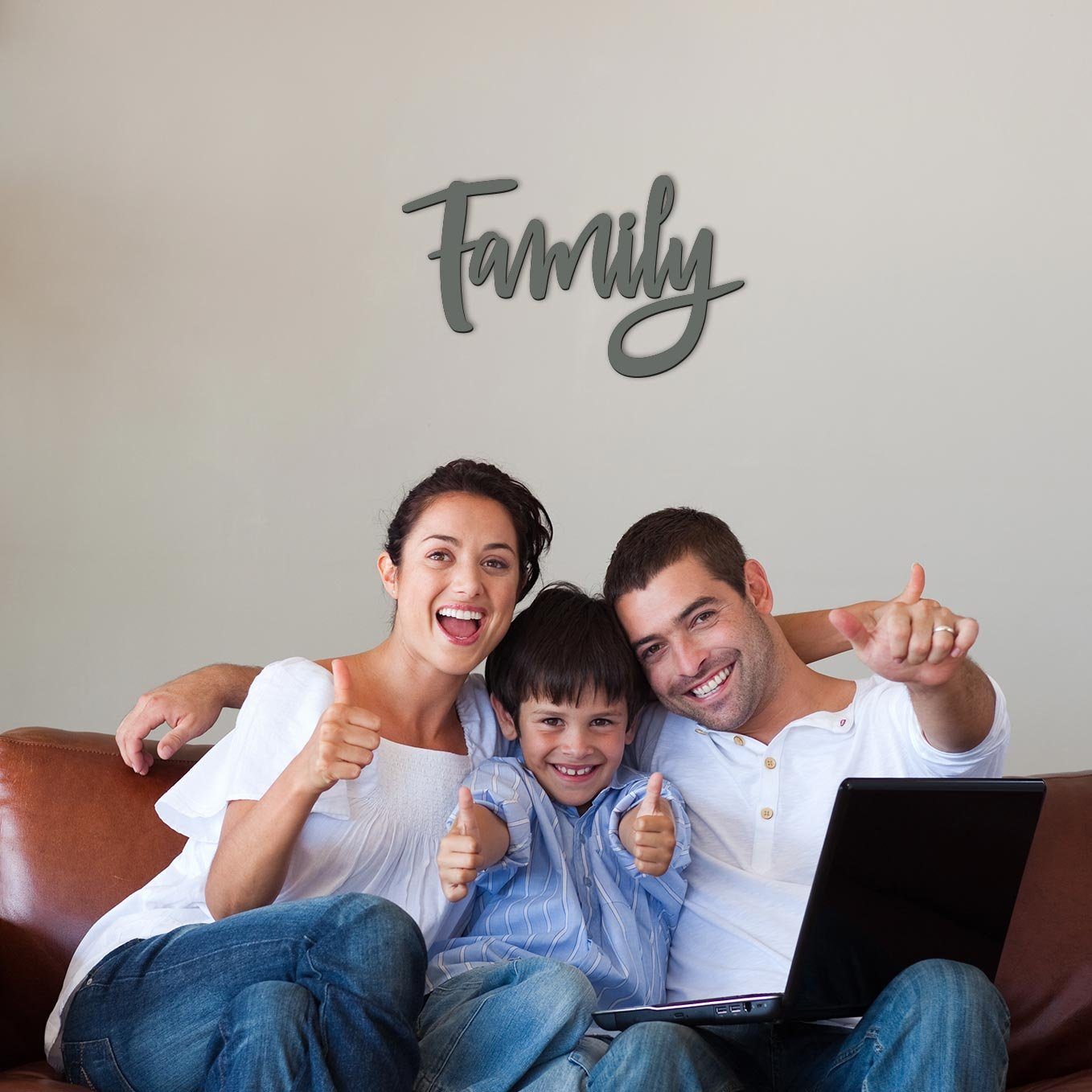 Namofactur 3D-Wandtattoo Wanddeko Schriftzug "Family" Wandbild (1 St), moderne Wandgestaltung aus Holz, für Foto Wand Collage