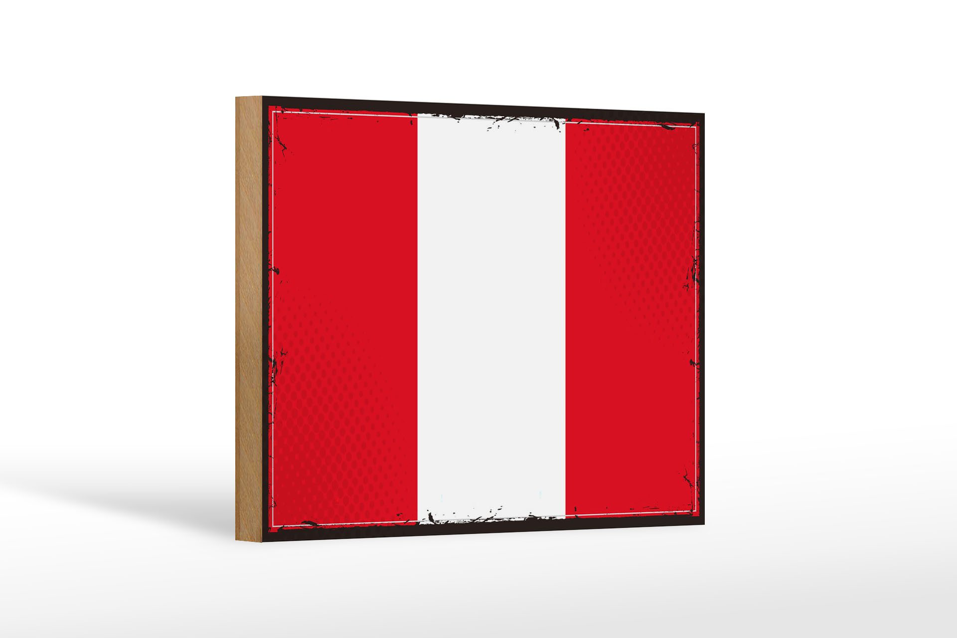 Femer GmbH Holzbild Flagge Perus 18x12 cm Retro Flag of Peru, Flaggen (1 St), Glatte Holzfaserplatte (MDF), vorn beschichtet
