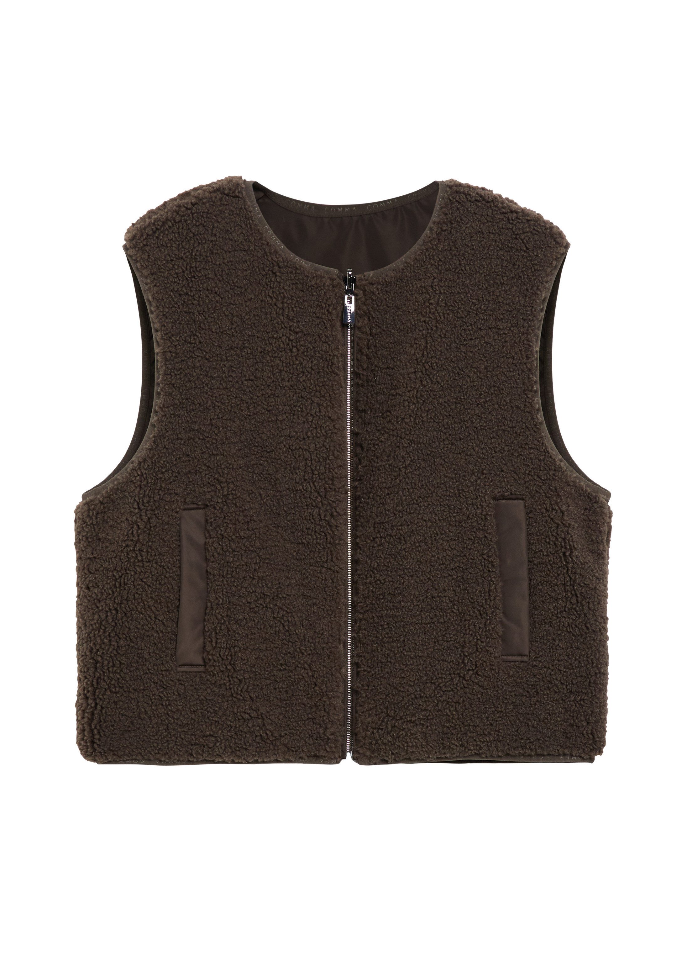 comma Outdoorjacke Outdoor-Weste Wende-Weste aus Nylon mit Teddy – Bild 2 von 5