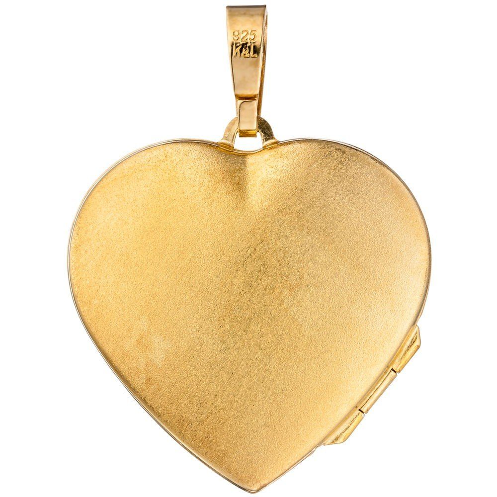 Silber 925 zum Muster, Anhänger Herz vergoldet Kettenanhänger Medaillon 925 mit Schmuck Krone aus Silber Öffnen