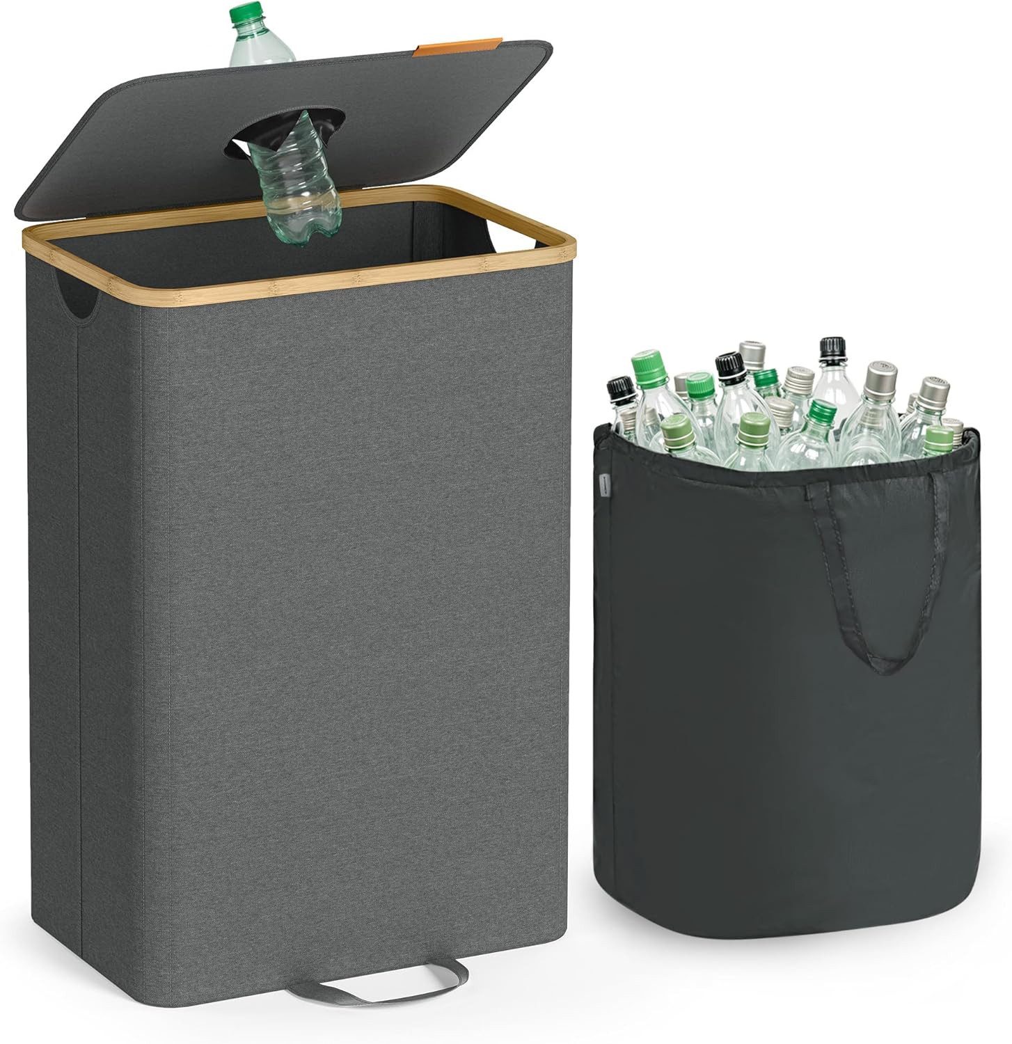Youyijia Kehrgutsammelbehälter 100L Pfandflaschen Behälter Mit Deckel & 2 Abnehmbaren Tragetaschen