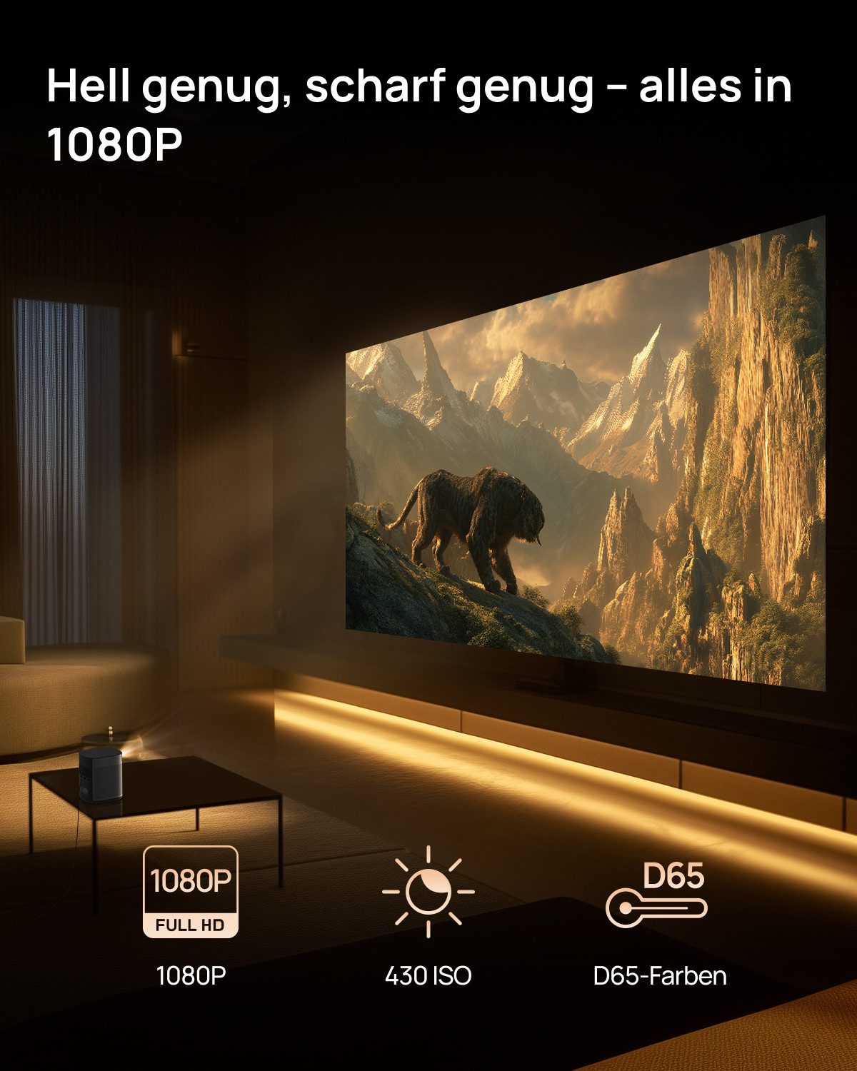 XGIMI XGIMI MoGo 2 Pro (New) Tragbar Beamer, 1080P, Google TV & Netflix Portabler Projektor (1920 x1080 (1080P) px, 430 ISO-Lumen, 2x8W Dolby Audio, WiFi & Bluetooth)