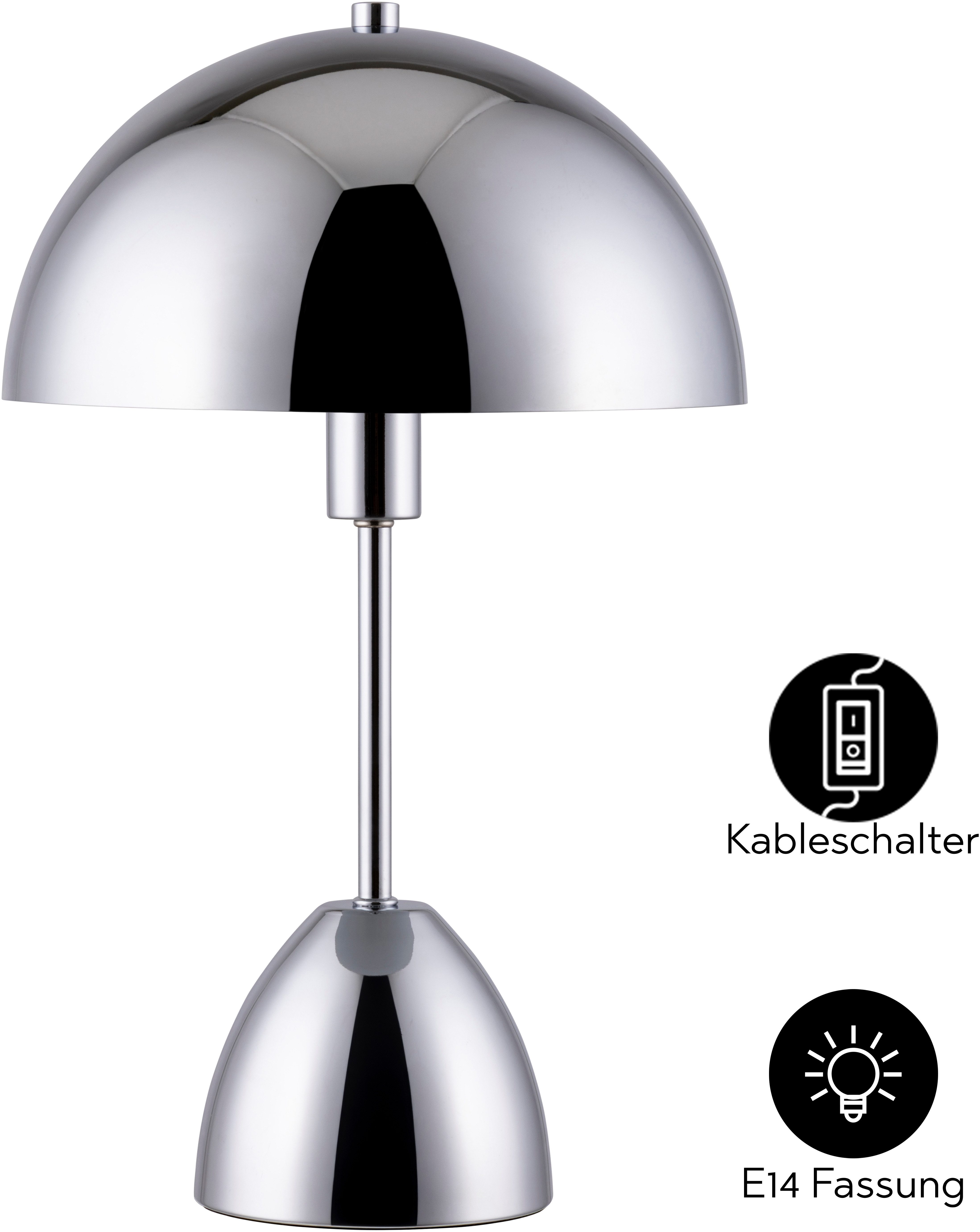 OTTO home Tischleuchte Dorrio Pilzlampe, ohne Leuchtmittel, Leuchtmittel wechselbar, Textilkabel blendfreie Nachttischleuchte, Tischlampe, E14, Pilz, Lampe – Bild 4 von 5