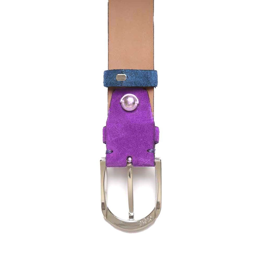 BGENTS Ledergürtel Veloursledergürtel mit Helllila Farben Wechselschlaufe kontrastfarbenen und einer Sattlerstich-Detail trendige