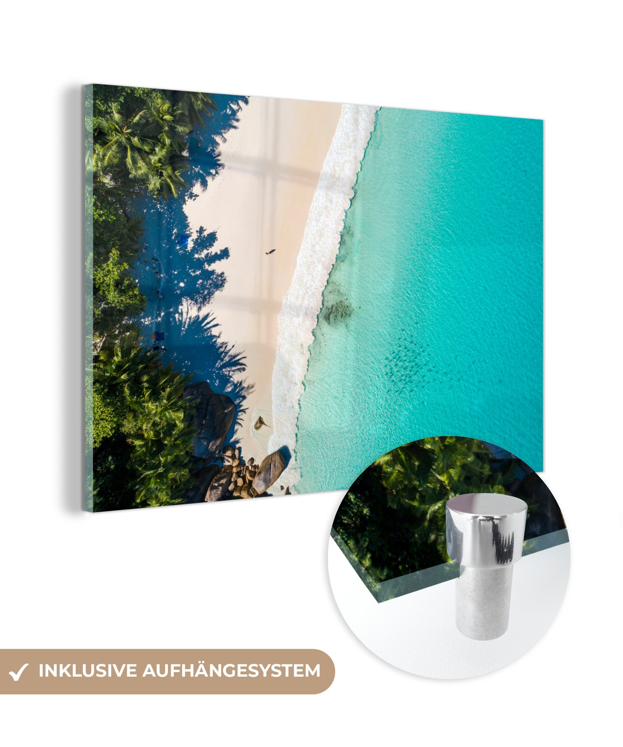 MuchoWow Acrylglasbild Strand - Palmen - Afrika, (1 St), Glasbilder - Bilder auf Glas Wandbild - Foto auf Glas - Wanddekoration