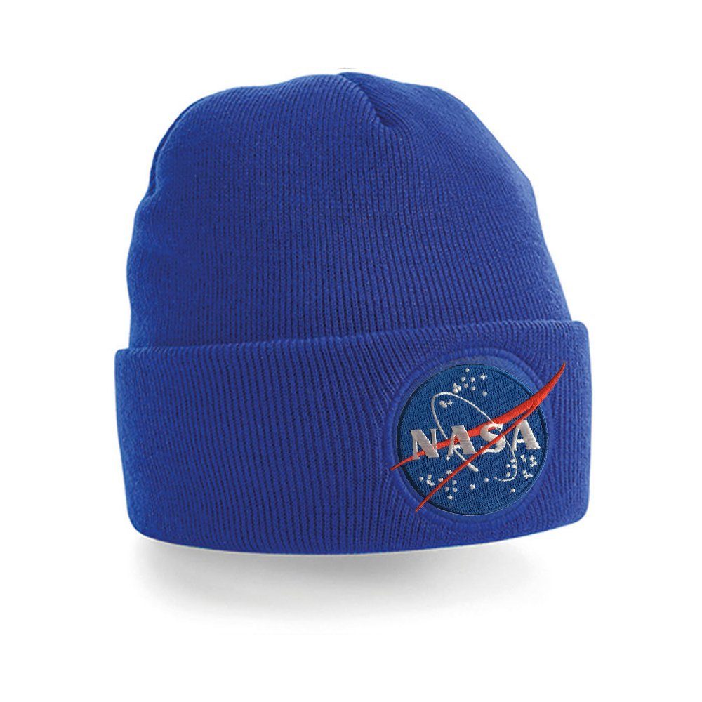 Nasa Patch Mars Beanie Astronaut Space X Stick Blondie Apollo Unisex Erwachsenen & Royalblau Mond Brownie