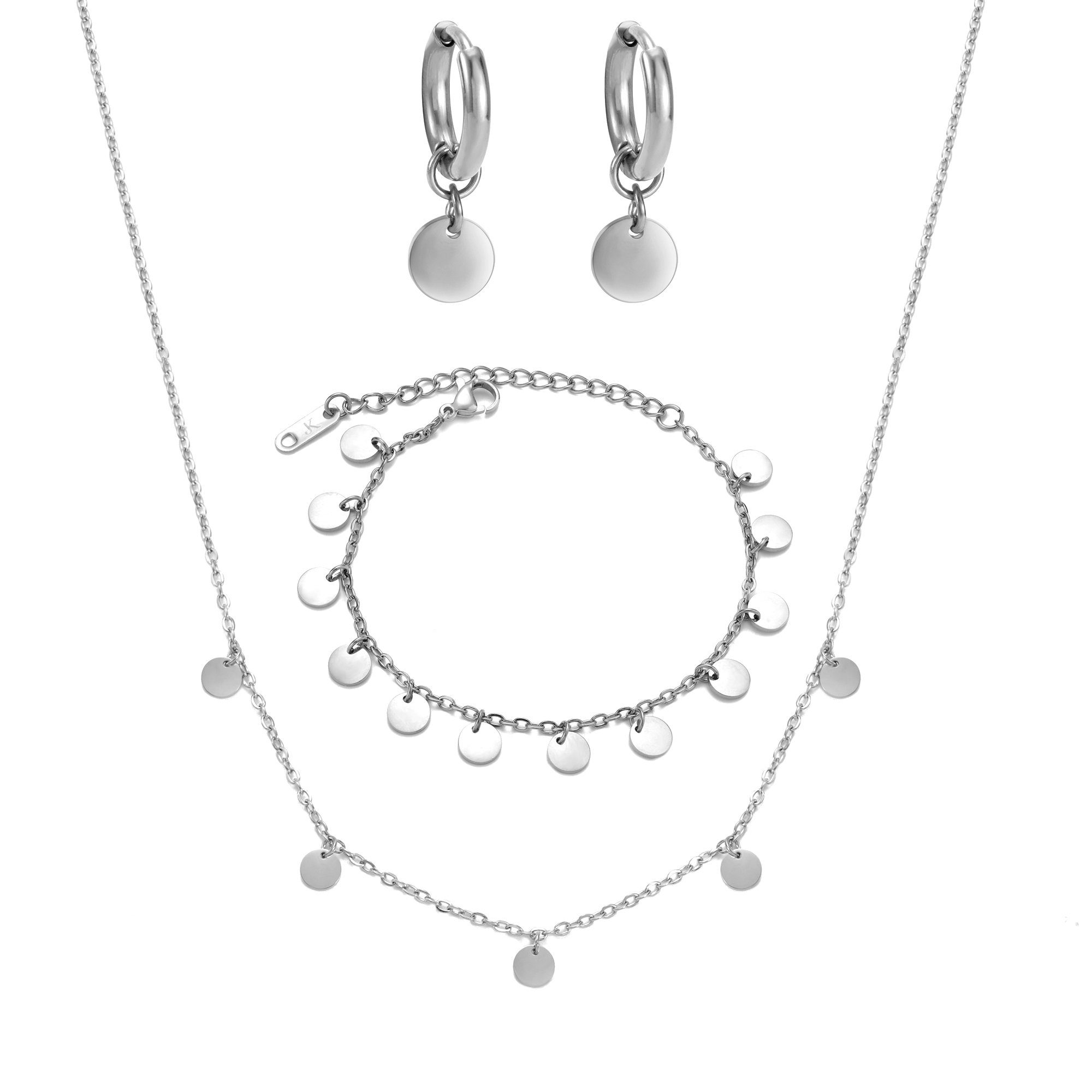 Kim Johanson Schmuckset Plättchen, 3 teiliges Set Silber