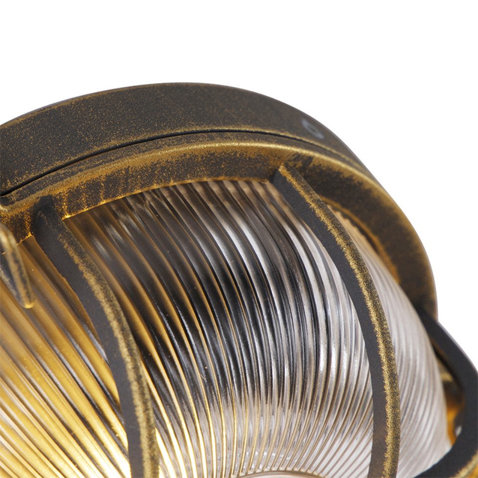Qazqa Außen-Wandleuchte Nautica, ohne Leuchtmittel, Warmweiß, QAZQA Außen Wand­leuchte, e27, Gold, Aluminium, Industrie