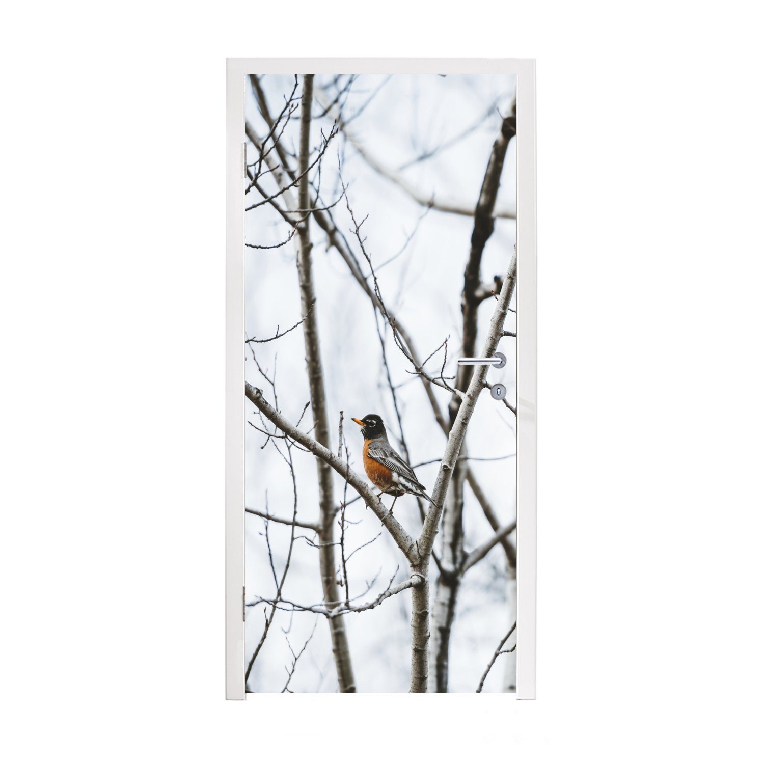MuchoWow Türtapete Vogel in den Bäumen, Matt, bedruckt, (1 St), Fototapete für Tür, Türaufkleber, 75x205 cm
