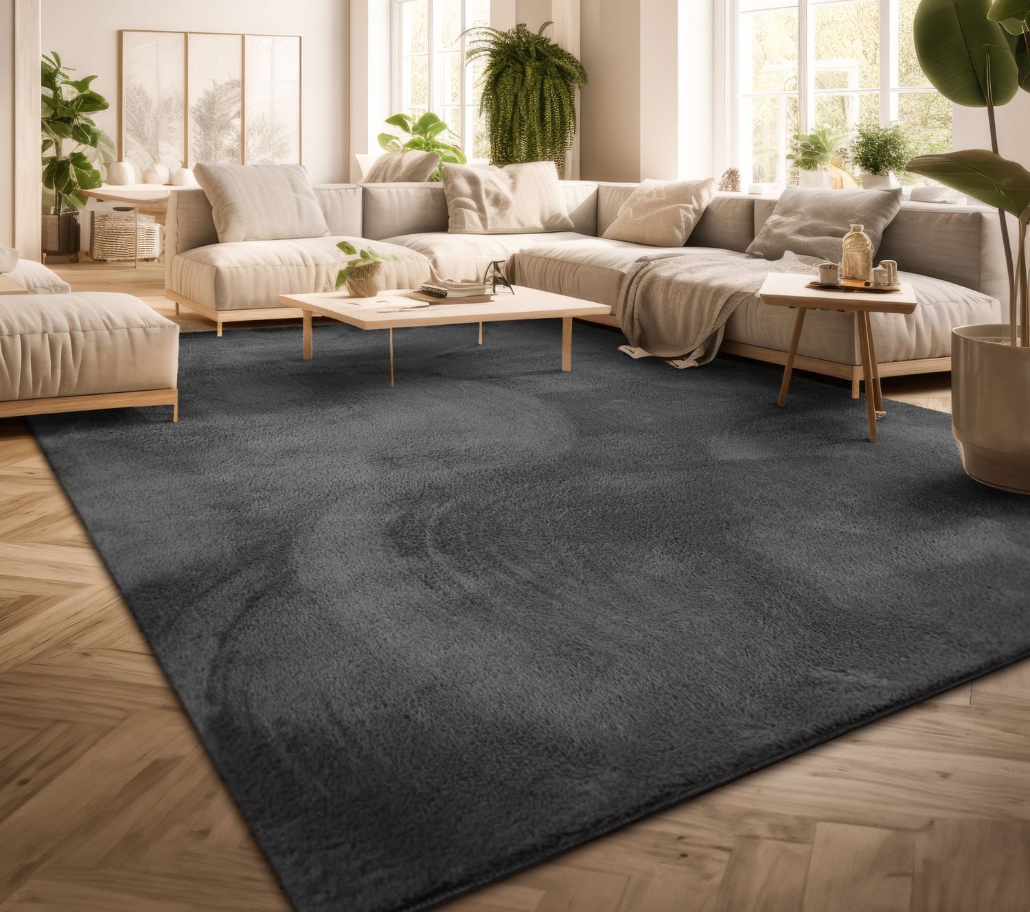 TT Home Teppich Andalucia 100, rechteckig, Höhe: 14 mm, Wohnzimmer Kurzflor Einfarbig Modernes Design Waschbar