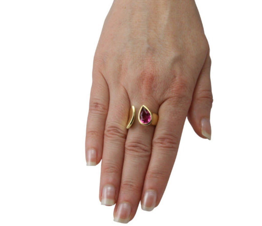 Goldring 585), ct. SKIELKA aus (Gelbgold Deutschland 2 hochwertige Ring DESIGNSCHMUCK Turmalin Goldschmiedearbeit