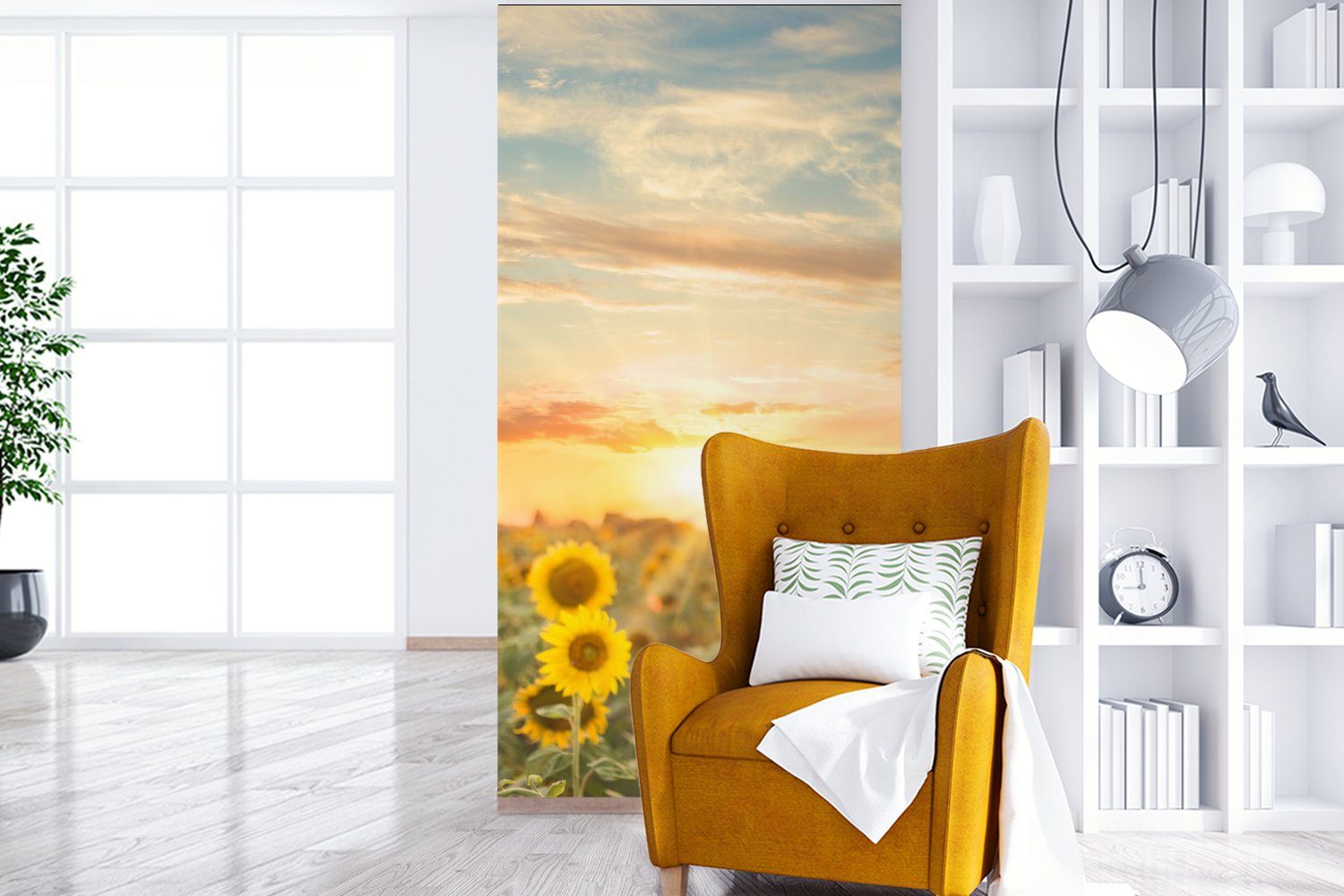 MuchoWow Fototapete - bedruckt, Wohnzimmer Matt, Blumen, - Sonne Schlafzimmer Fototapete St), Küche, (2 Vliestapete für Sonnenblume