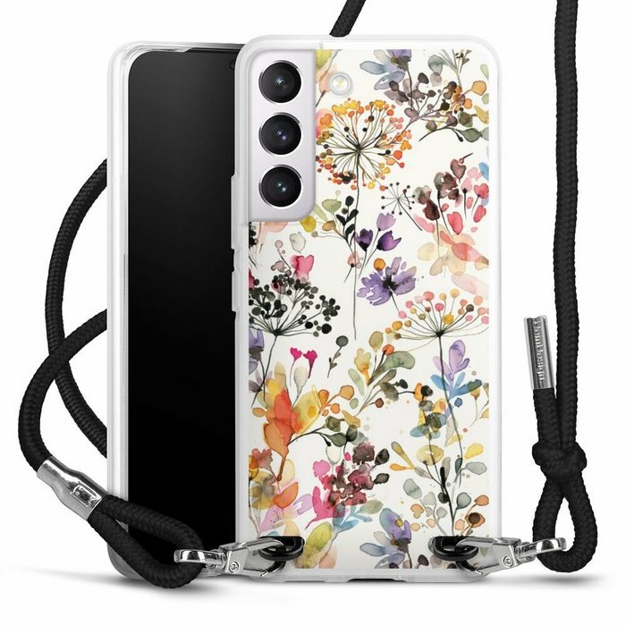 DeinDesign Handyhülle Blume Muster Pastell Wild Grasses Samsung Galaxy S22 Handykette Hülle mit Band Case zum Umhängen