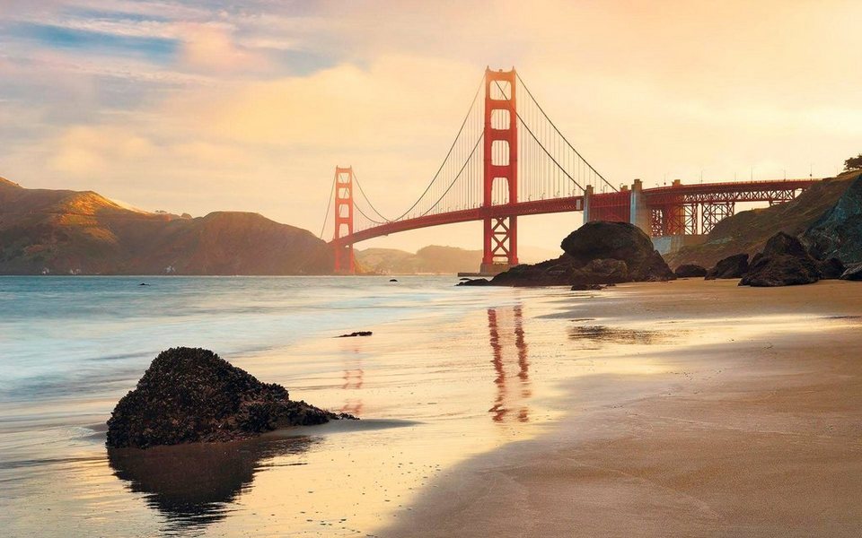 Komar Vliestapete Golden Gate, glatt, Stadt, 400x250 cm (Breite x Höhe),  Vliestapete, 100 cm Bahnbreite