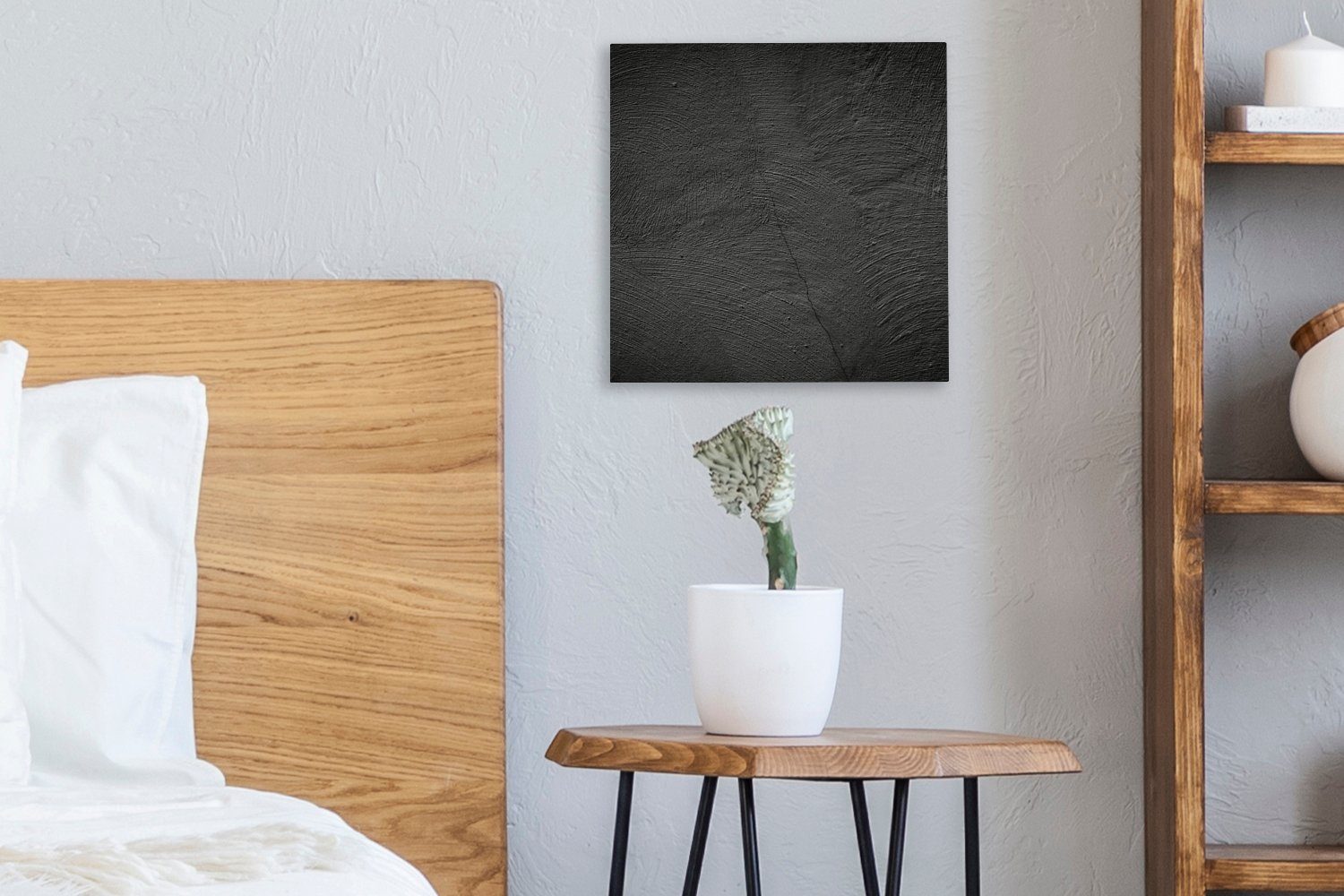 OneMillionCanvasses® Leinwandbild Beton - Schwarz - Industriell, Fotodruck (1 St), Wandbild, Deko Schlafzimmer Wohnzimmer Flur 20x20 cm – Bild 4 von 5
