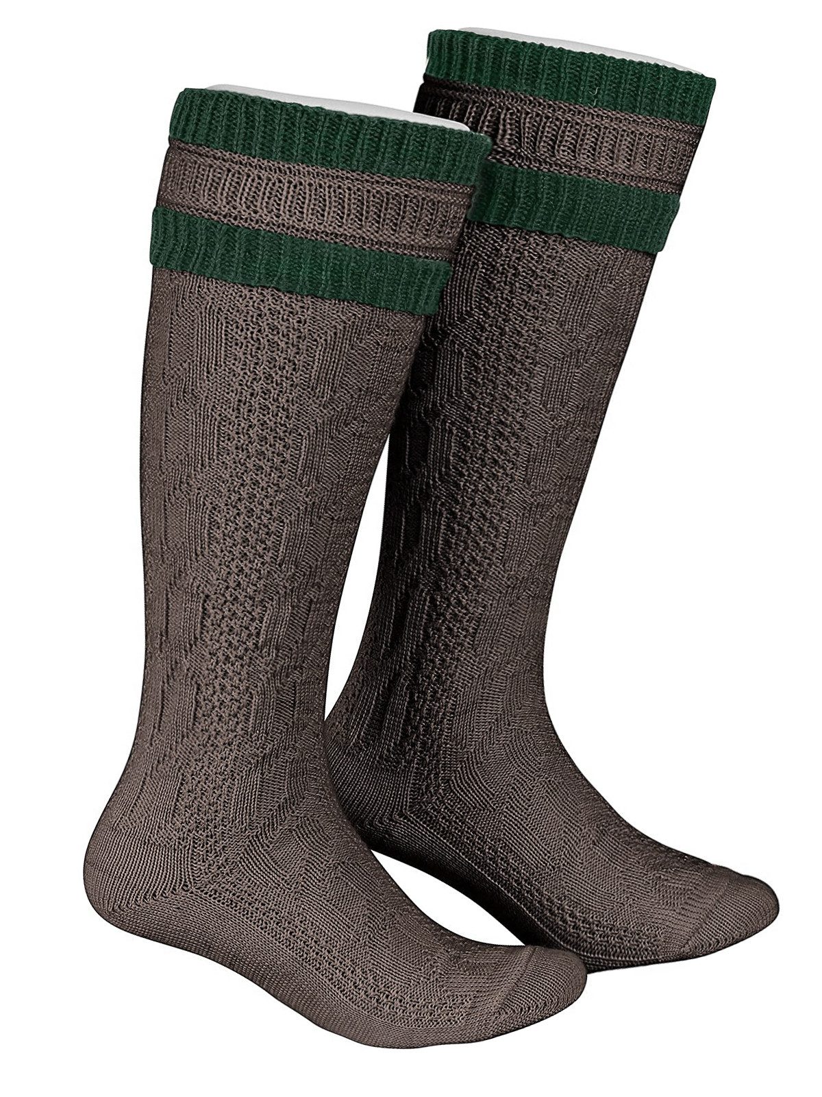 Moschen-Bayern Trachtensocken Trachtenstrumpf Herren Trachtenstrümpfe Trachtenkniestrumpf Braun aus weicher Woll-Mischung