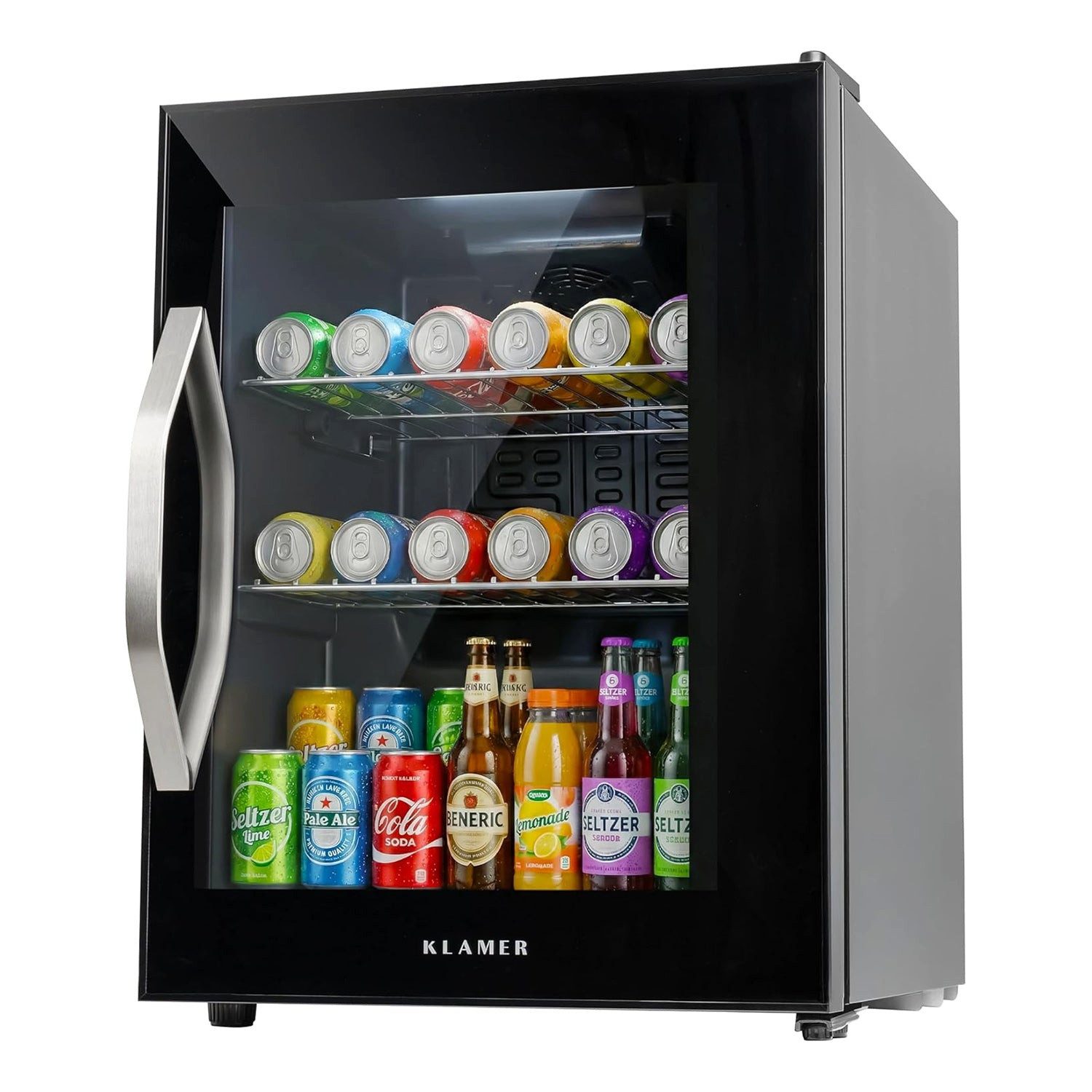 KLAMER Getränkekühlschrank 96020, 55 cm hoch, 40 cm breit, Temperaturkontrolle, Energieeffizient, Glasfront