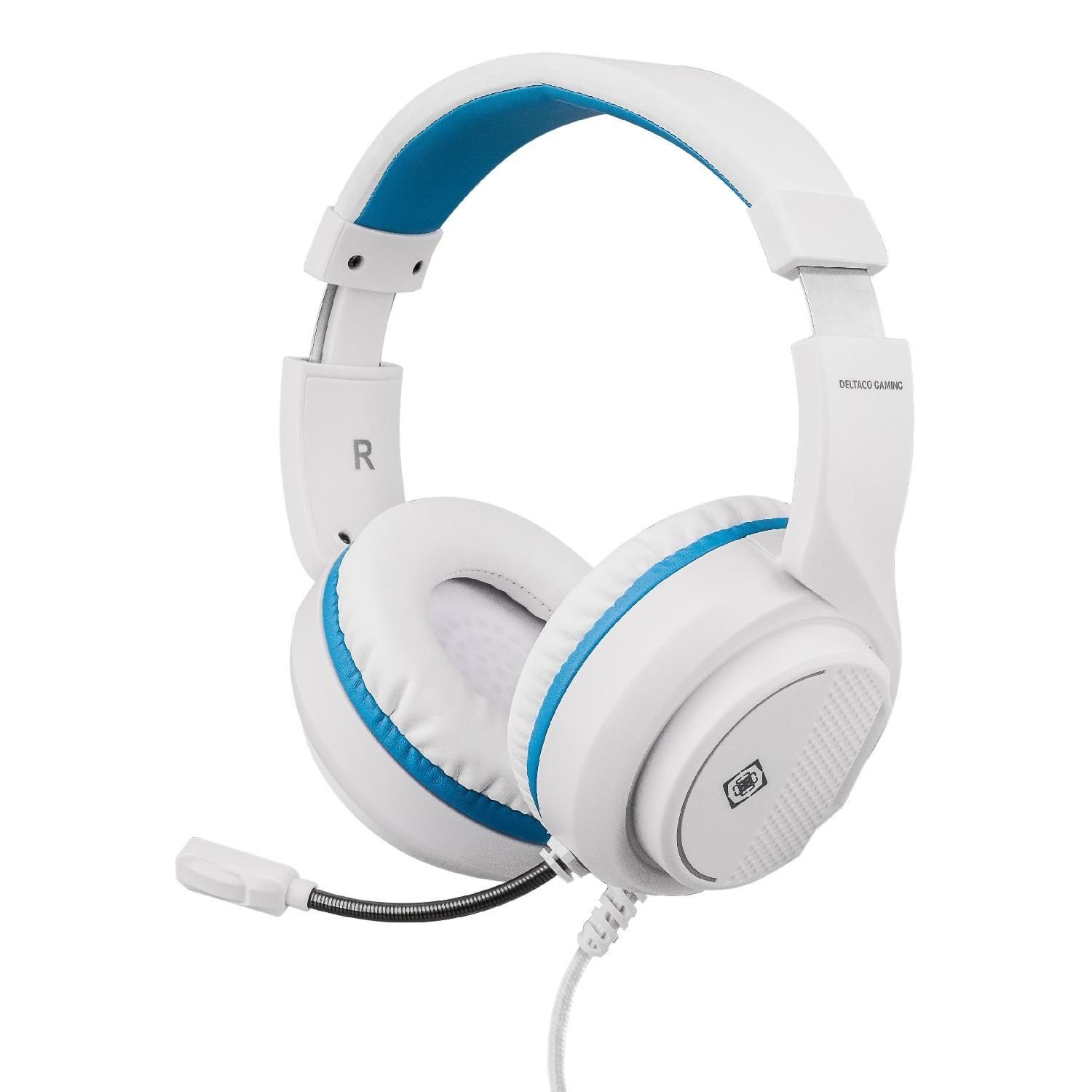 Kopfhörer für Gaming PS5 Mikrofon, Headset DELTACO Herstellergarantie) (außenstehendes inkl. Headset 5 weiß Stereo Jahre